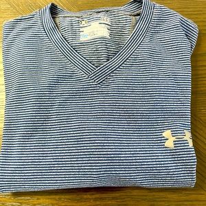Mens Under Armour ColdGear Fitted crew - Blue Stripe